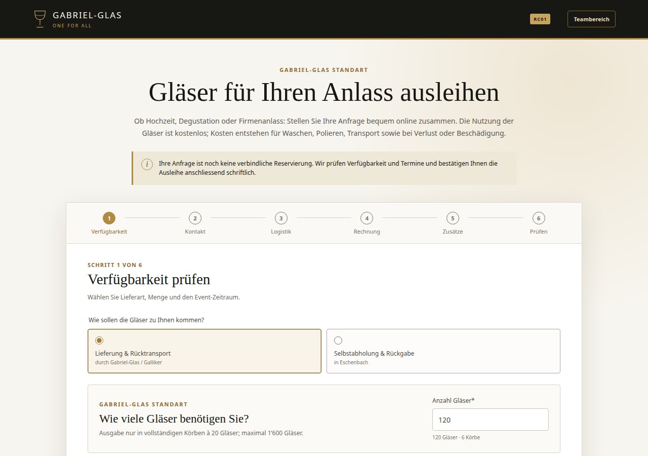 Ansicht: Gabriel-Glas Glasausleihe